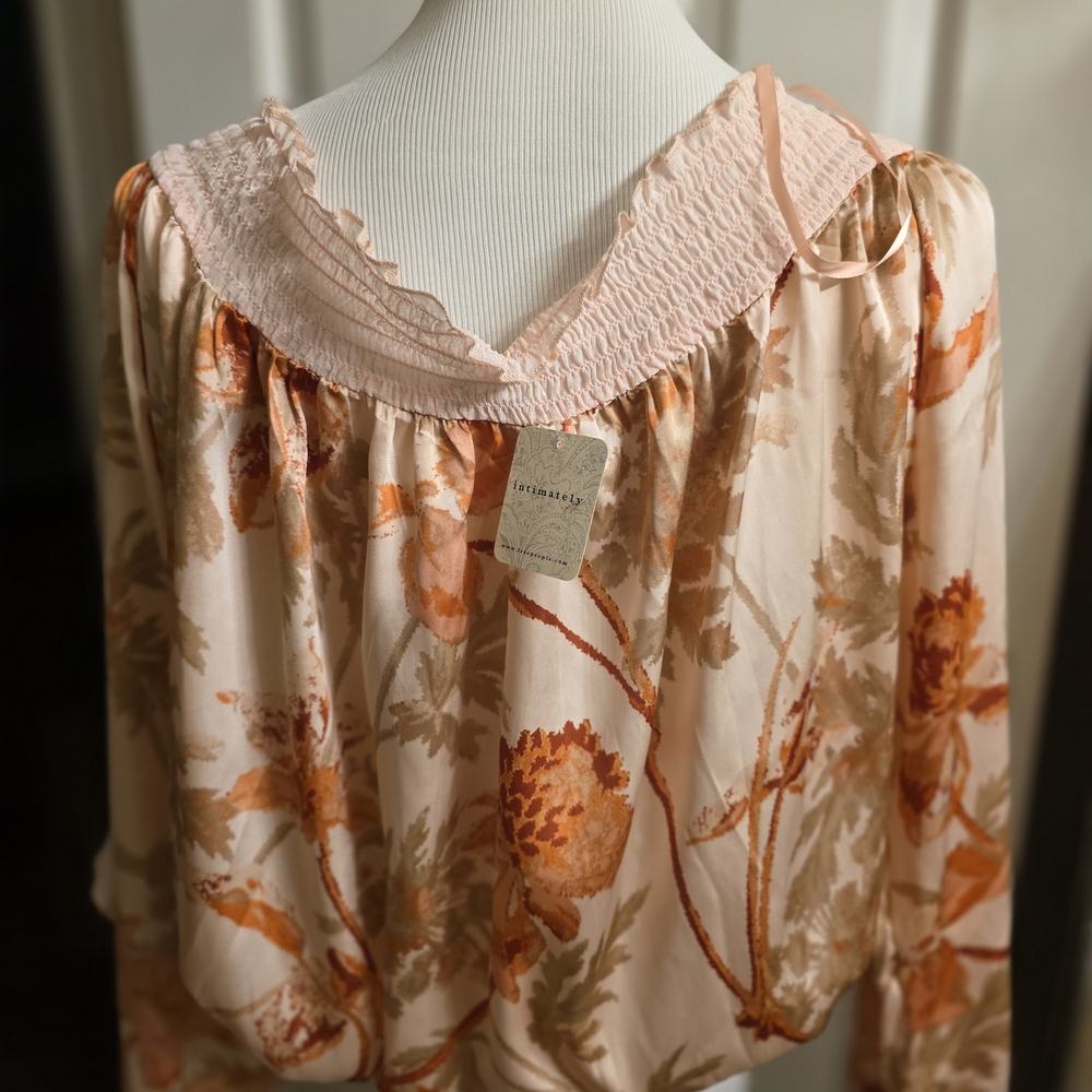 FREE PEOPLE Floral Pink and Orange Women's Bodysuit
